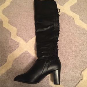 Ann Marino knee high boots in black vegan leather